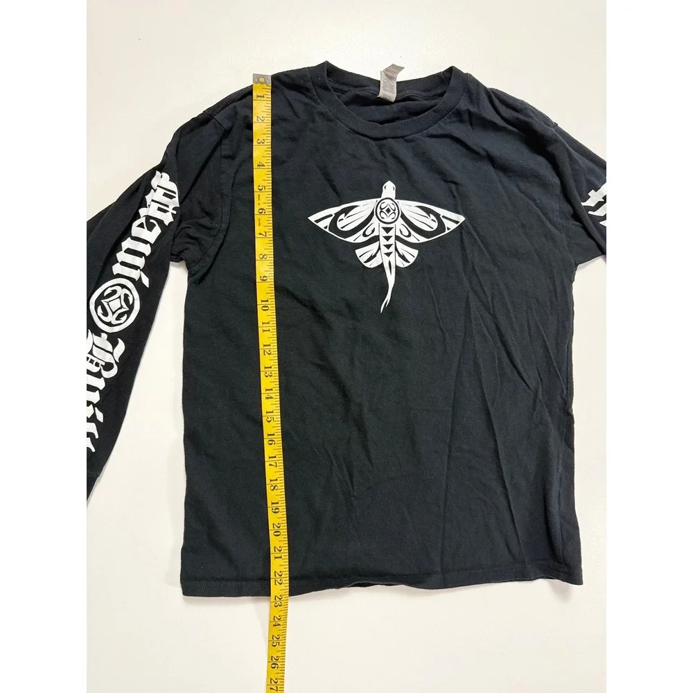 Maui‎ Built Kids Black Long Sleeve Tribal Manta Ray Graphic T-Shirt Kids Large